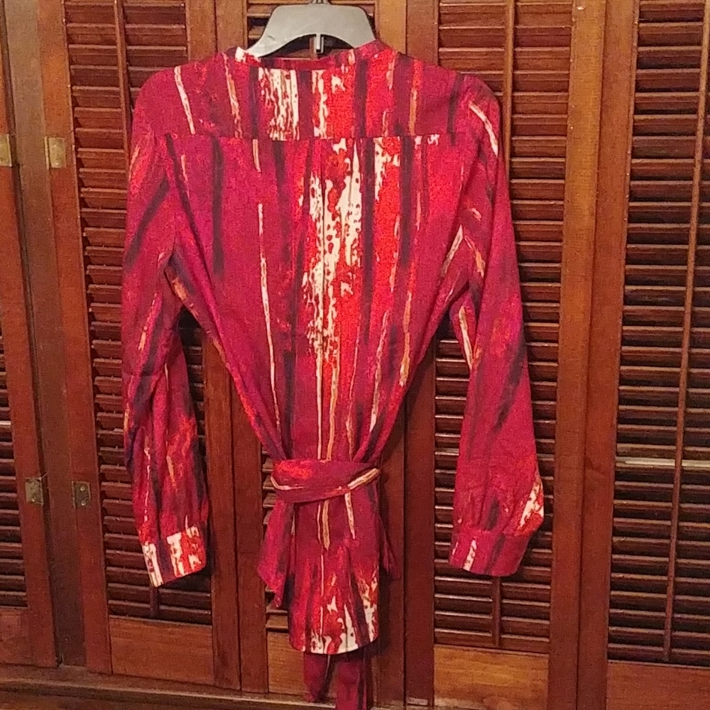 Calvin Klein long sl tunic multi reds - Picture 3 of 4